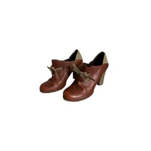 Audley London Maroon and Sage Leather Booties - Women’s Size 38.5